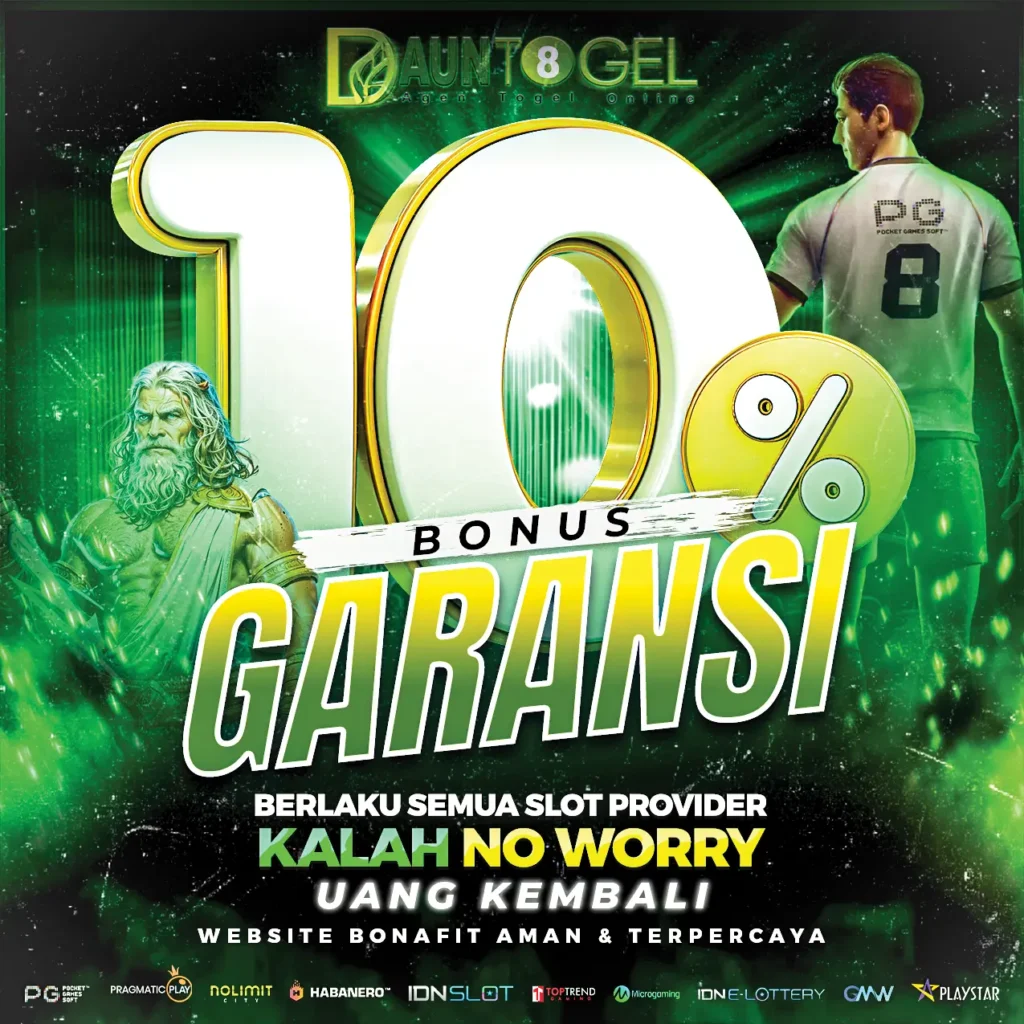 Promo Bonus Garansi Slot 10% dari Dauntogel yang berlaku setiap Senin dan Jumat untuk pemain slot
